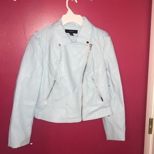 Blue Faux Leather Jacket